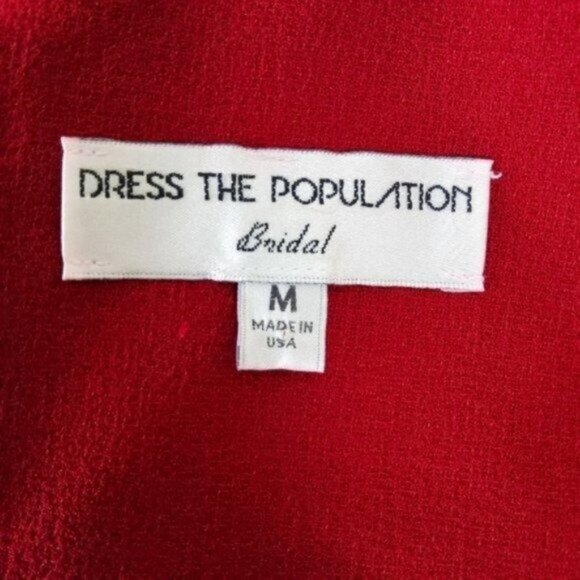 Dress The Population Sandra Plunging V-neck Sleeveless Formal Gown Red Medium - Picture 5 of 6